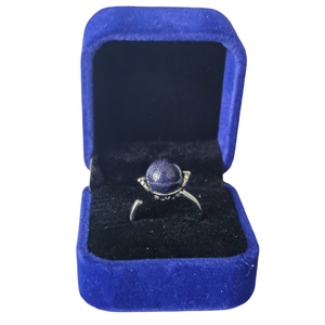 Vente en gros de bagues ouvertes réglables en pierre d'or bleue pour femmes bagues en cristal en forme de boule plaquées argent - Product Image 5