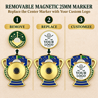 Marqueur de golf magnétique double face avec marqueur central amovible de 25 mm pour cadeaux d'événements de golf d'entreprise