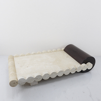 Plateau à fruits décoratif moderne de luxe en métal et marbre, motif rectangulaire, sculpté à la main, beige, pour hôtel, salle d'exposition, directement de l'usine