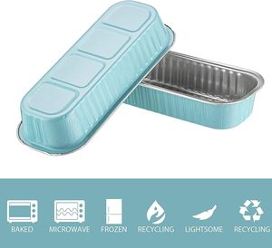 Ventas de fábrica Biodegradable 200ml Mini Cake Pans con tapas Foil Baking Cup Takeaway <span class=keywords><strong>Packaging</strong></span> Box Air Fryer Tin Foil Tray - Product Image 4