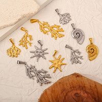 Breloques pour sacs étanches en acier inoxydable plaqué or 18 carats, motifs cœur, étoile de mer, coquillage, corail, accessoires pour bijoux DIY, fabricant