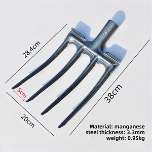 Fourche agricole monobloc <span class=keywords><strong>à</strong></span> quatre <span class=keywords><strong>dents</strong></span> en acier au manganèse pour le labourage, la manutention du <span class=keywords><strong>fumier</strong></span>, la culture de l'oignon vert/du gingembre et le désherbage - Product Image 2