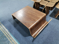 Table basse en bois de placage de haute qualité pour salon, style moderne nordique, bon marché, en MDF, table basse en bois courbé antique