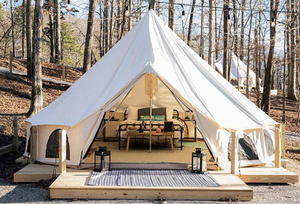 Tente cloche de luxe <span class=keywords><strong>en</strong></span> toile de coton avec cheminée, robuste, imperméable, 4 saisons, pour glamping hivernal, yurt, camping, mariage, fête - Product Image 1