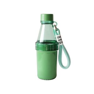 Bouteille d'eau 2-en-1 à double compartiment avec rangement pour collations, sans BPA, anti-fuite, portable avec sangle pour la salle de sport - Product Image 5