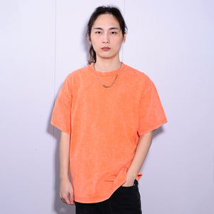 100% High Quality Heavy Relaxed Vintage T-Shirt Oversized Retro Mineral Wash Cotton Acid Wash Knitted Fabric - Product Image 3