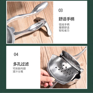 เครื่องคั้นน้ำผลไม้แบบมือหมุน สแตนเลส 400 มล. หรือน้อยกว่า เครื่องคั้นน้ำผลไม้เอนกประสงค์สำหรับใช้ในครัวเรือน สำหรับส้ม มะนาว ทับทิม อ้อย - Product Image 3