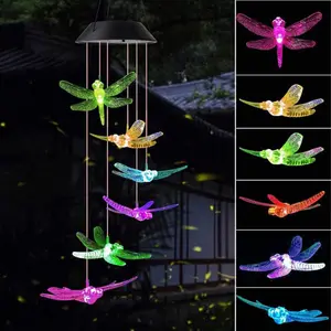 Wind Chime Lights Solar Energy Powered filo di rame Hanging Bird Lamps cortile ornamenti decorativi da giardino