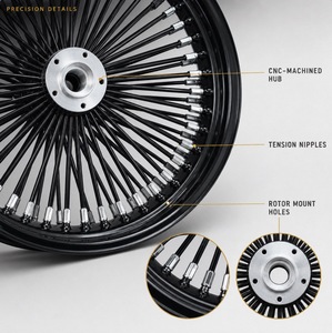 Llanta de aluminio con radios, negro brillante, llanta profunda, para motocicleta, bobber personalizado, cafe racer, moto de cross, <span class=keywords><strong>rueda</strong></span> delantera y <span class=keywords><strong>trasera</strong></span> - Product Image 3