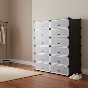 Zapatero Modular de Plástico 33x15x85cm, Armario Apilable con Puertas para Organización de Armarios - Product Image 2