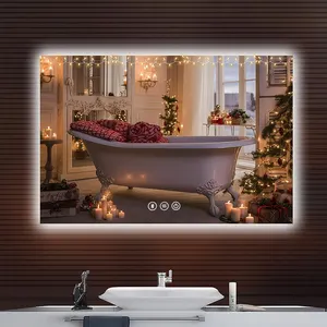 מראת led לאמבטיה עם מראת שעון דיגיטלי עם אור led 60x80 led מראת אמבטיה חכמה