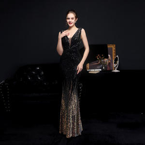 فستان سهرة نسائي أنيق جديد بدون أكمام مخصص للحفلات الرسمية فستان طويل بترتر للمناسبات الراقية بتصميم ضيق وذيل السمكة - Product Image 2