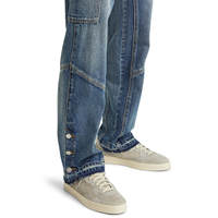 Jeans cargo en denim délavé coupe droite extensible grande taille édition professionnelle personnalisée en gros
