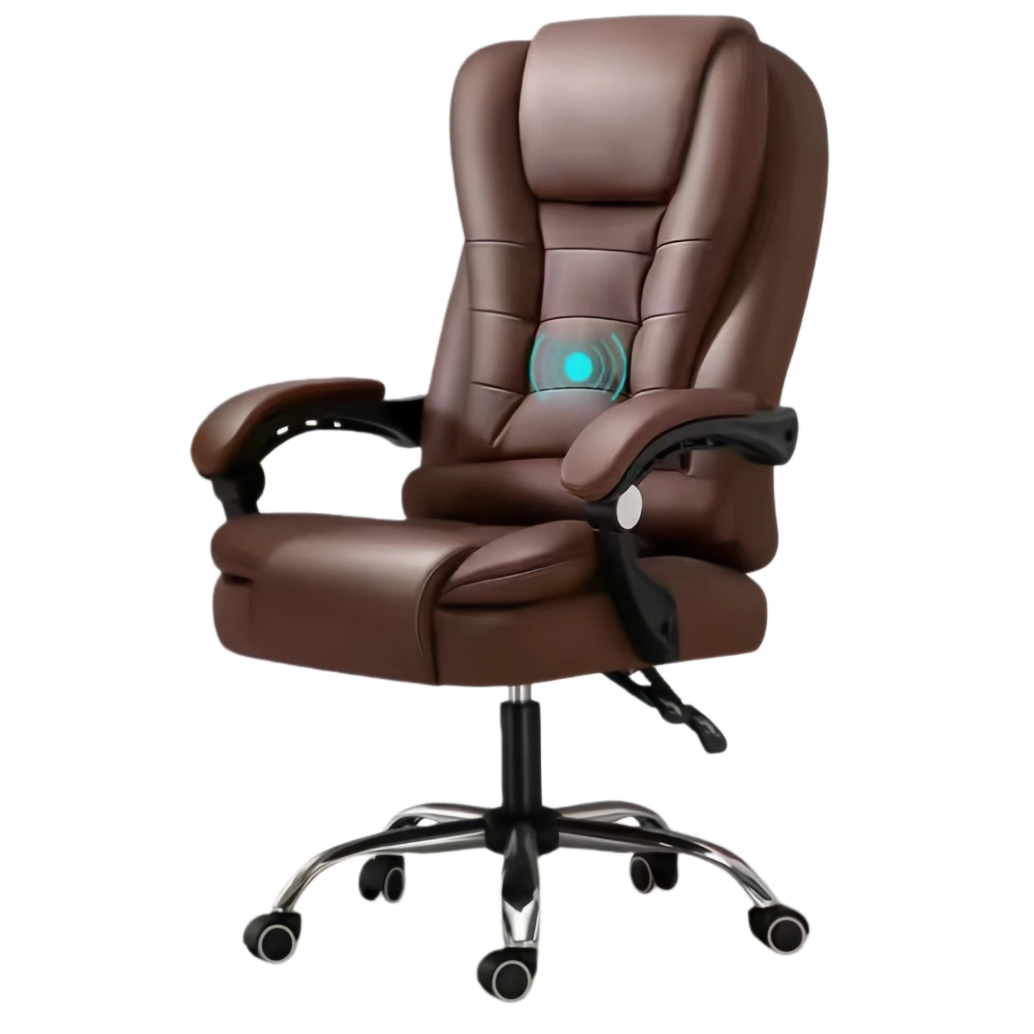 Silla de oficina en cuero marrón
