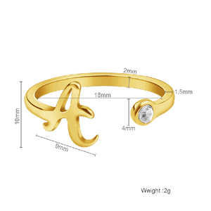 Anillo <span class=keywords><strong>de</strong></span> dedo ajustable <span class=keywords><strong>de</strong></span> circonita con piedra <span class=keywords><strong>de</strong></span> nacimiento, resistente al agua, chapado en oro <span class=keywords><strong>de</strong></span> 18K, 26 iniciales, anillos abiertos <span class=keywords><strong>de</strong></span> acero inoxidable, joyería personalizada - Product Image 5