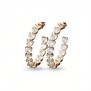 ต่างหูคริสตัลทรงหัวใจหรูหรา ชุบทองคำสีกุหลาบ สำหรับผู้หญิง สวมใส่ได้ทุกวัน ทอง 18K ประดับแบบกรงเล็บ เครื่องประดับคุณภาพสูง - Product Image 1