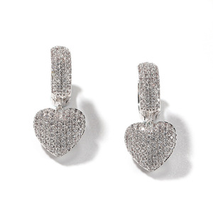 Orecchini a goccia a forma di cuore per donna, dolci ed eleganti, con pietre scintillanti, romantici, per feste, accessori gioiello per tutti i giorni - Product Image 5