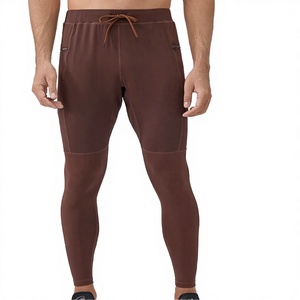 Men's Quick-Drying Sweat-Wicking Spandex/Nylon <b>Yoga</b> Fitness <b>Pants</b> Solid Pattern Calf Tights Elastic Waist Zipper Flap <b>Pocket</b> - Product Image 2