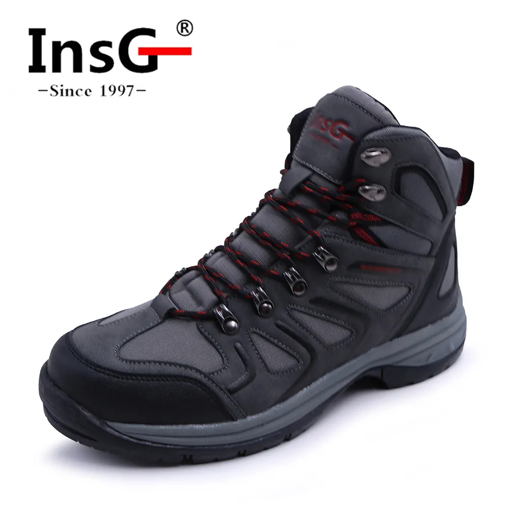 Fashion simple waterproof fabric upper hiking shoes anti slip men outdoor trekking boot