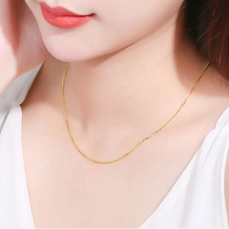 Grosir 18k rantai tali emas asli perhiasan 18k dengan sertifikat 18k perhiasan emas padat 18k rantai tali emas asli