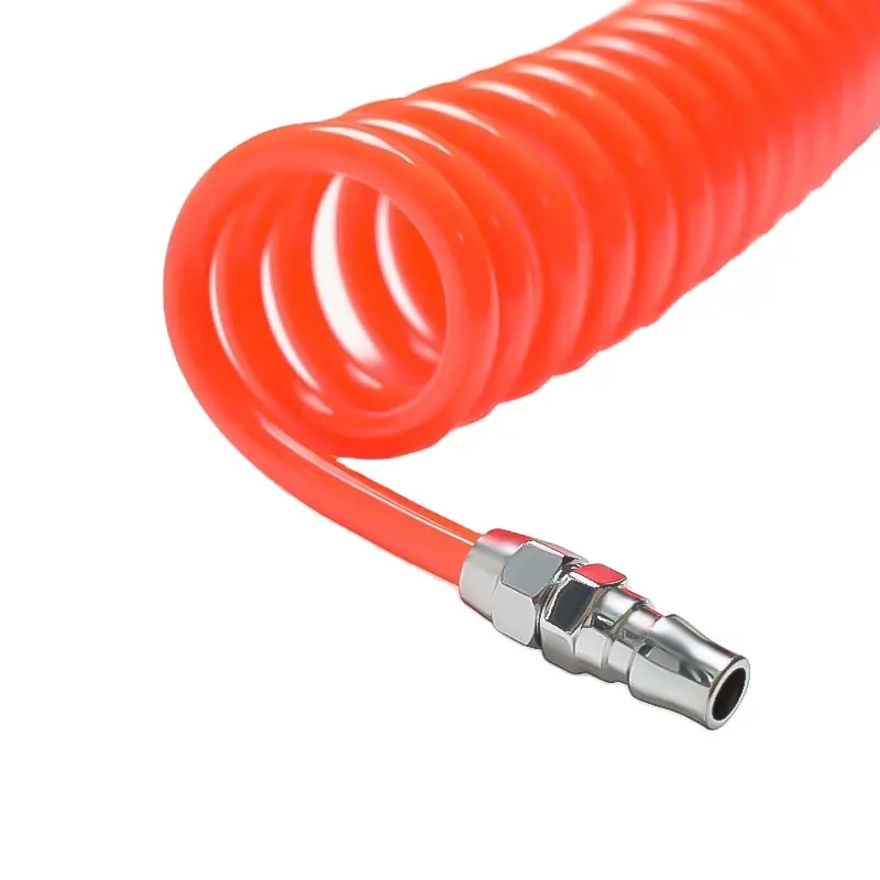 Tubo de manguera de aire flexible espiral de tubo de bobina de resorte de poliuretano de poliéster con tubo de PU neumático de acoplador rápido