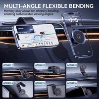 Pengisi Daya Mobil Nirkabel Magnetik MagSafe 15W Grosir, Dudukan Ponsel Mobil Lengan Fleksibel dari Paduan Logam, Dapat Diputar 360 Derajat