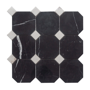Mosaico <span class=keywords><strong>de</strong></span> Mármol Negro para Decoración <span class=keywords><strong>de</strong></span> Paredes, <span class=keywords><strong>Parquet</strong></span> <span class=keywords><strong>de</strong></span> Piedra Natural 305x305mm 7MM Mate Pulido, Diseño Moderno Rústico - Product Image 4
