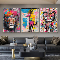 Peinture murale décorative sur toile, style graffiti animalier abstrait moderne, affiches de dessins animés familiaux, art urbain