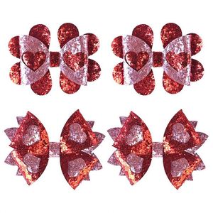 Handmade Elegant Metal Hair Clips Valentine's Day Shiny Love <b>Bow</b> for Little Girls Perfect <b>Gift</b> with Ribbon - Product Image 1