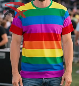 Camiseta de Manga Corta con Diseño de Logotipo Personalizado en Poliéster, Impresión Completa, Colores del Arcoíris del Orgullo <span class=keywords><strong>Gay</strong></span> - Product Image 4
