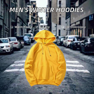 Sweat à capuche épais pour homme en mélange de coton molletonné avec poche kangourou, style streetwear décontracté, vente en gros - Product Image 2