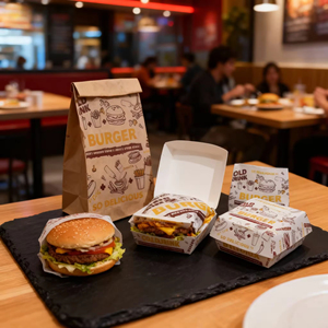 Custom UV Printed Bronzing Recyclable Kraft <b>Paper</b> Disposable Eco Friendly Fast Food Burger Boxes Takeaway Packaging for - Product Image 3