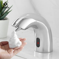 Distributeur automatique de savon mousse en laiton chromé, sans contact, à capteur infrarouge, mains libres, à poser, pour salle de bain commerciale, hôtel, hôpital