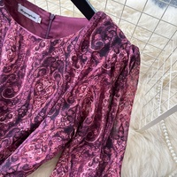 Robe décontractée élégante pour femmes WIWT, imprimé paisley, manches longues, coupe évasée, avec nœud à la taille, pour tous les jours et les vacances