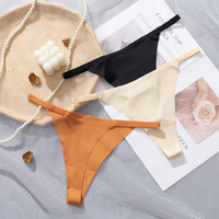 Tanga de Seda de Hielo sin Costuras para Mujer, con Tirantes Minimalistas, Invisible, para Uso Diario