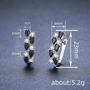 Orecchini a goccia a scacchiera da donna, semplici ed eleganti, per uso quotidiano, accessori per le orecchie - Product Image 3