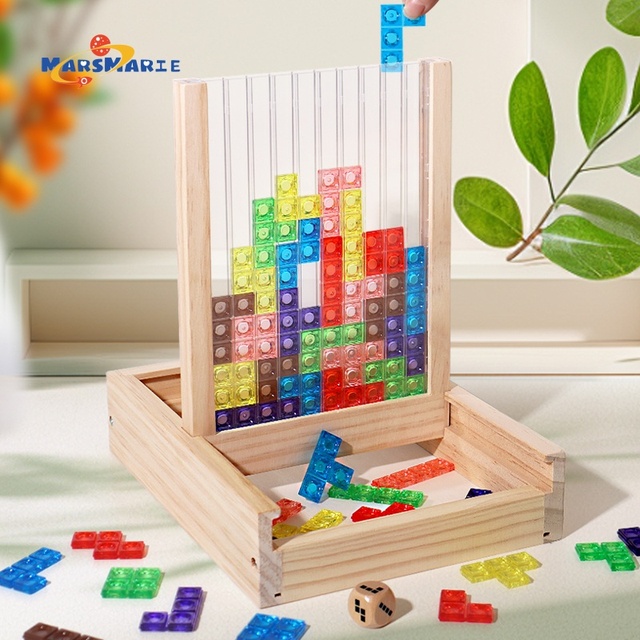 Custom Children's Early Educational Intelligent Variable Assembly Wooden Box Plastic Creative Blocks Wooden Stacking Toy for Kid
