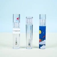 Tube de brillant à lèvres rond transparent en gros pour usine, conteneur cosmétique vide pour huile à lèvres, flacon de brillant à lèvres en plastique