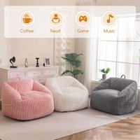 Fauteuil pouf géant contemporain et mignon en velours rose, rembourré en mousse, pour enfants et adultes, idéal pour appartement, centre commercial, villa