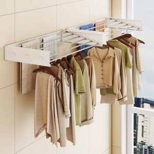 Collapsible Foldable Wall-Mounted Self-Adhesive Drying <b>Rack</b> for Bathroom <b>Clothes</b> - Product Image 2
