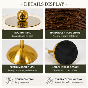 Lampe de <span class=keywords><strong>table</strong></span> LED sans fil moderne de style européen, avec commande tactile flexible, abat-jour en forme de corde, corps en fer, lumière décorative pour mariage - Product Image 5