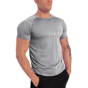 2024 vendita calda t-shirt in tinta unita traspirante con stampa personalizzata tinta unita O collo semplice