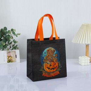 ถุงผ้าไม่ทอสำหรับฮาโลวีนขายส่ง - ถุงใส่ขนมแบบใช้ซ้ำได้รักษ์โลก ลายฟักทอง/ผี/หัวกะโหลก - Product Image 1