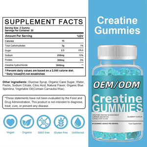 Groothandel OEM Private Label Volwassenen Suiker Vrij Vegan 3000mg Pre-Workout Energieboost Creatine Monohydraat Gummies Supplementen - Product Image 5