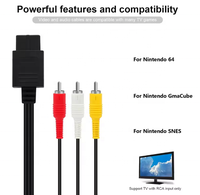 Câble AV 3RCA de 1,8 m, cordon vidéo composite de 6 pieds, compatible avec les accessoires de console de jeu TV Nintendo 64/N64/GameCube/SNES