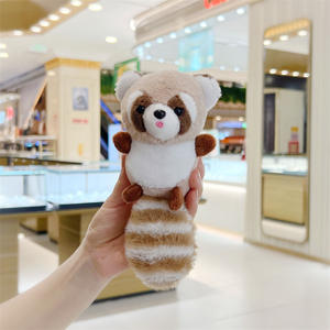 Porte-clés en peluche de raton laveur à longue queue, mignon, dessin animé, doux, animal en peluche, pendentif durable, jouet en forme 3D en relief - Product Image 5