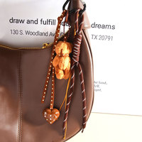 Hot INS fait à la main créatif bricolage noeud corde porte-clés sac à main breloque accessoire amour arc ours porte-clés pour sac/téléphone
