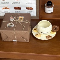 Ins mignon tasse à café en céramique et soucoupe ensemble boulangerie Bagel pain biscuits Biscuit tasse à café