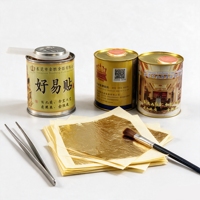Feuille d’or métallique pour décoration artistique, format 9,33 cm, emballage en boîte, finition plaquée, style bouddhiste