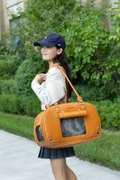 Sac de transport de luxe populaire en cuir PU avec fermeture éclair pour chats et petits chiens (capacité 8-10 kg) – Idéal pour les sorties en groupe